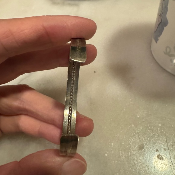 Zuni petit point turquoise and sterling silver bracelet - size 5 3/4 with 1” gap - Picture 6 of 12